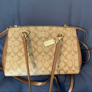 Coach Brown and Tan Monogram Shoulder Bag